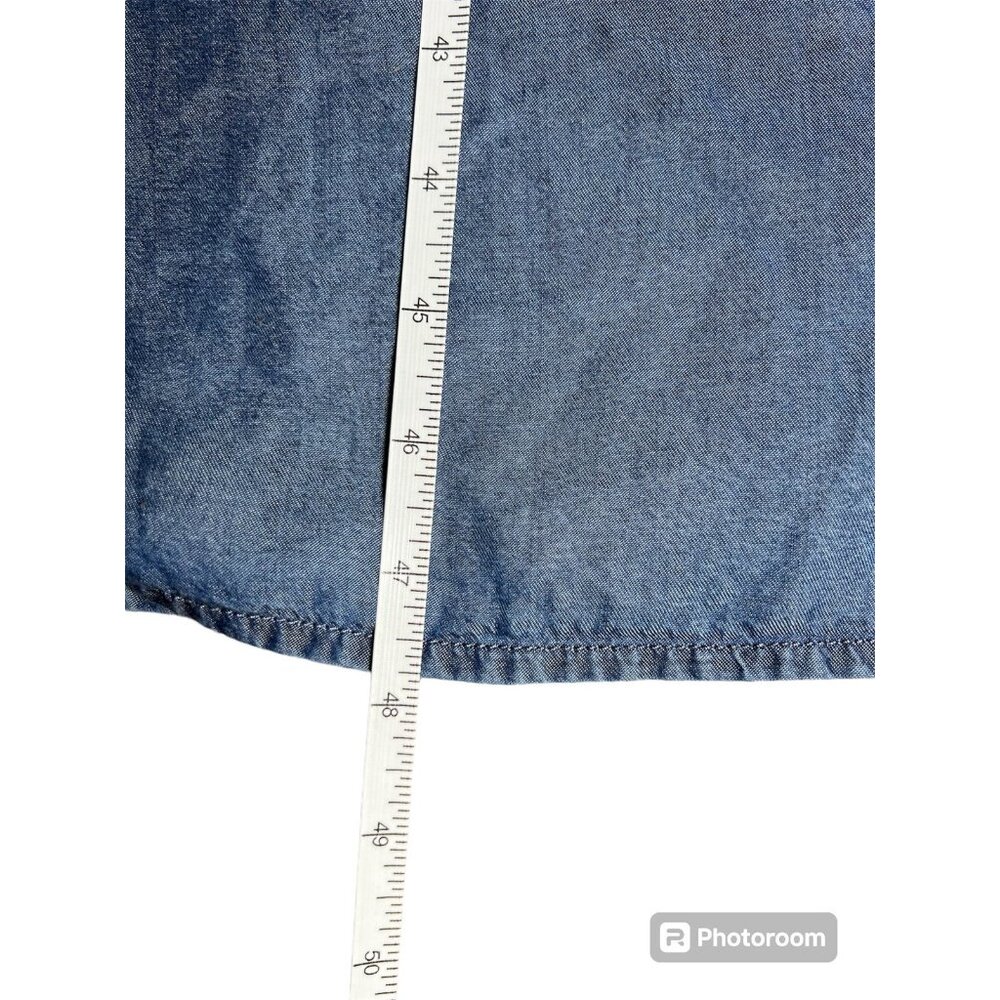 J. Jill Chambray Shirt Dress Women’s Medium Blue Sleeveless Pockets Button Up - Picture 8 of 8